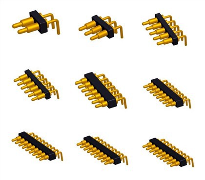 Pinguga koormatud täisnurga Pogo Pin pistik